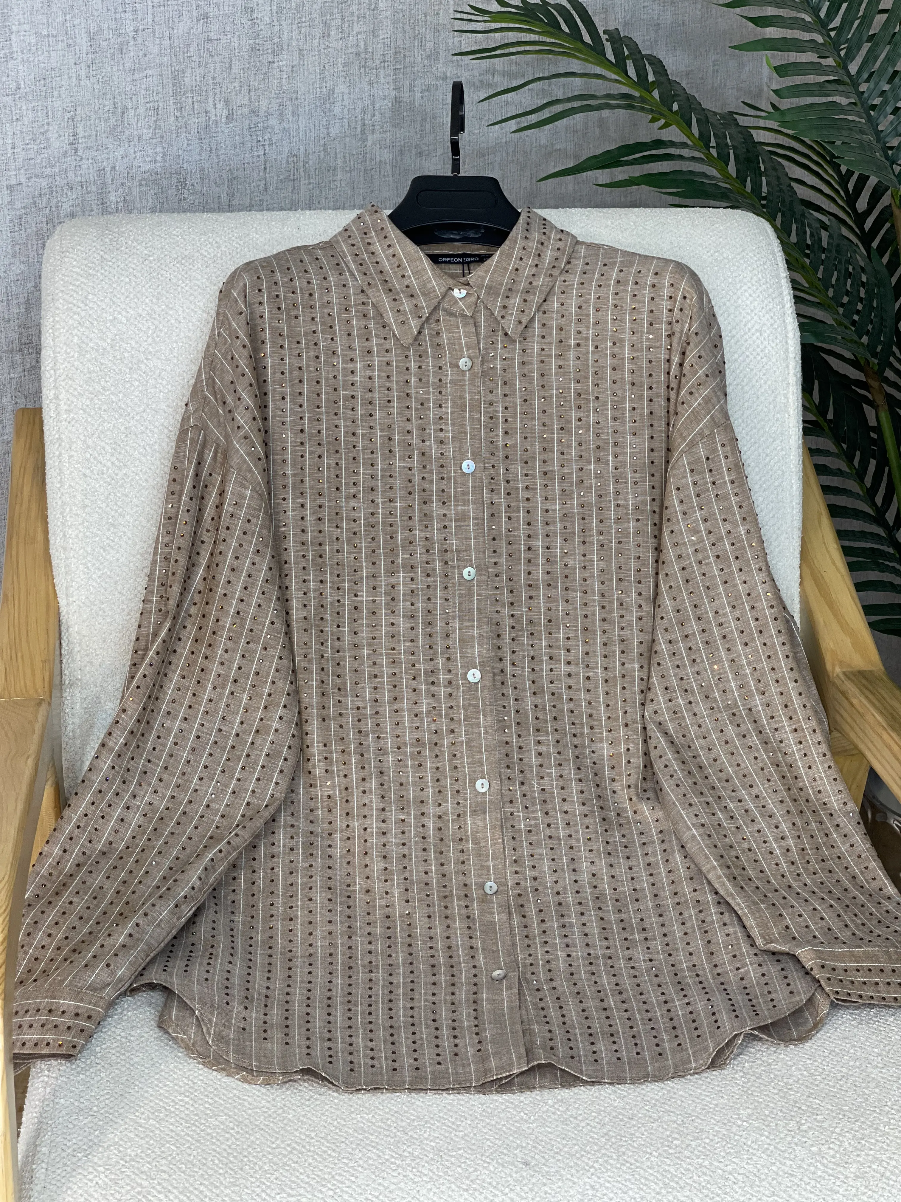 شومیز مانتویی مجلسی نگین کاری شده